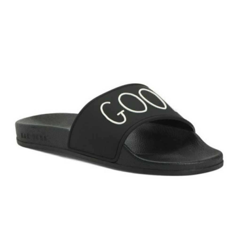 NWT Rae Dunn Good Vibes Slip On Casual Beach Slide Sandals - Picture 2 of 4